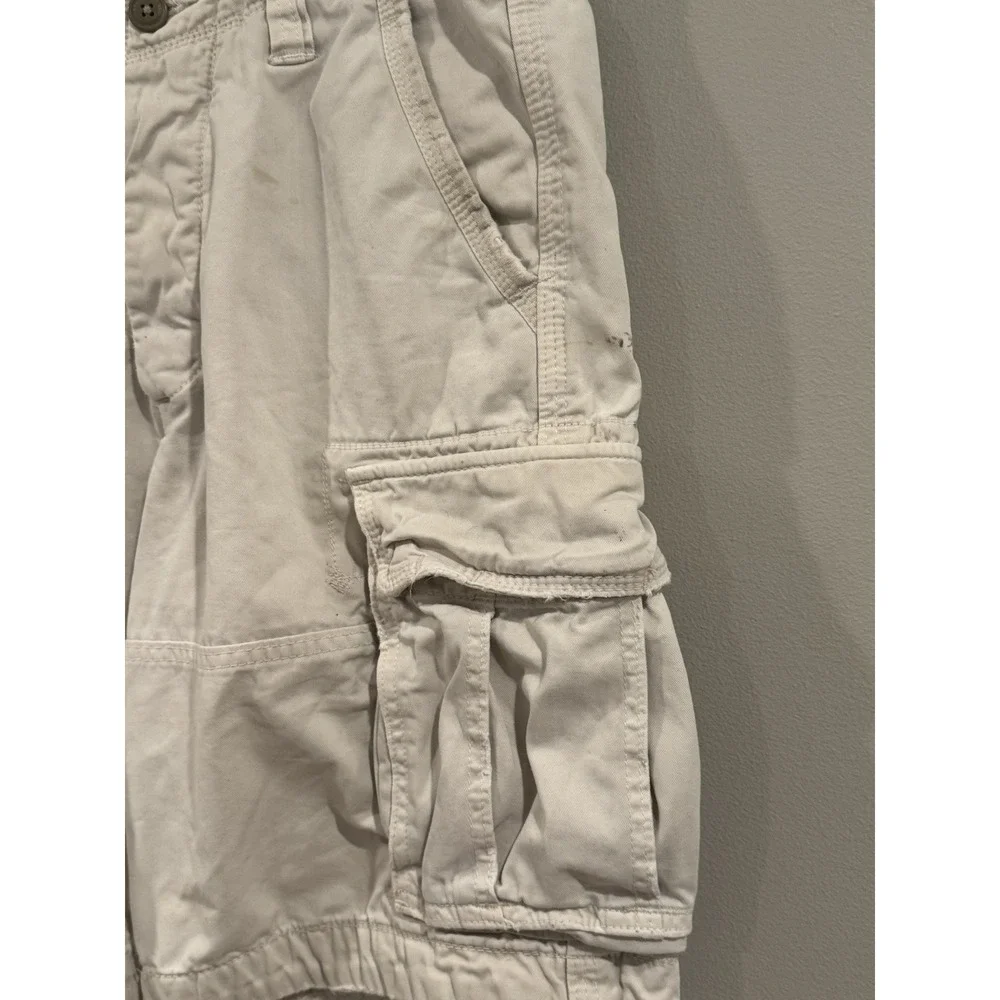 Abercrombie & Fitch Cargo Shorts Men 32 Beige Khaki Pocket Button Fly Drawstring